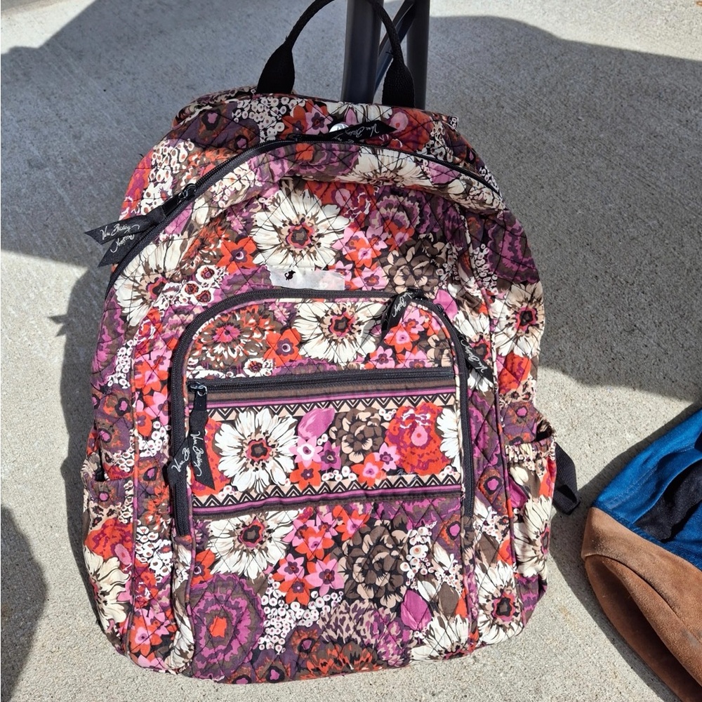 Vera Bradley Quilted Campus Backpack Rosewood